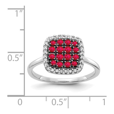 14K White Gold 1/6 ct tw Ruby & Diamond Cluster Ring – view 4
