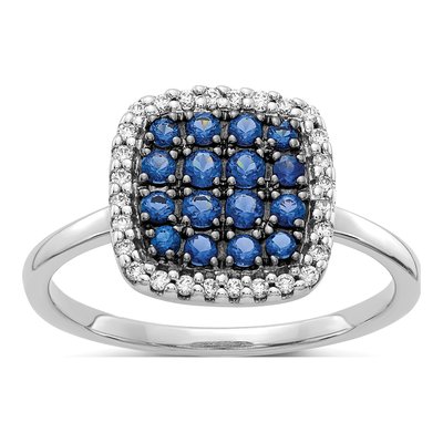 14K White Gold 1/7 ct tw Sapphire & Diamond Ring