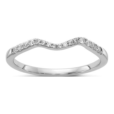 14K White Gold 1/8 ct tw Diamond Contoured Wedding Band