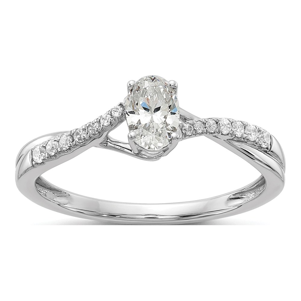 14K White Gold Diamond By-Pass Engagement Ring Semi-Mount