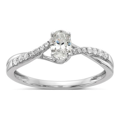 14K White Gold Diamond By-Pass Engagement Ring Semi-Mount
