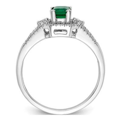 14K White Gold 1/6 ct tw Emerald & Diamond Emerald-Cut Ring – view 2