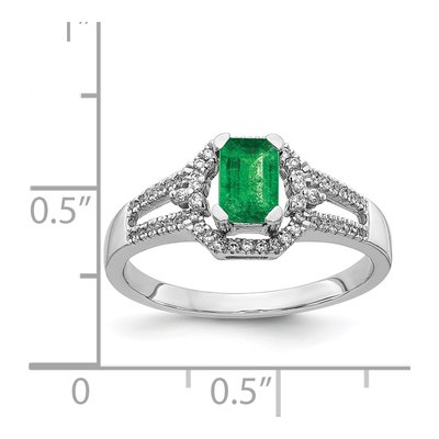 14K White Gold 1/6 ct tw Emerald & Diamond Emerald-Cut Ring – view 3