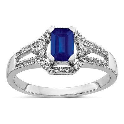 14K White Gold 1/6 ct tw Sapphire & Diamond Ring