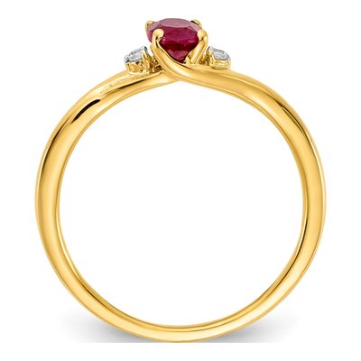 14K Yellow Gold Ruby & Diamond Oval Ring – view 2