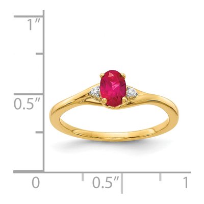 14K Yellow Gold Ruby & Diamond Oval Ring – view 3