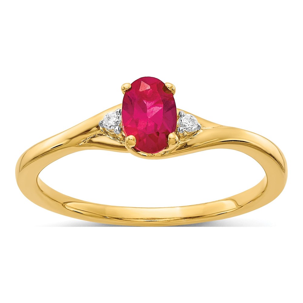 14K Yellow Gold Oval Ruby & Diamond Ring