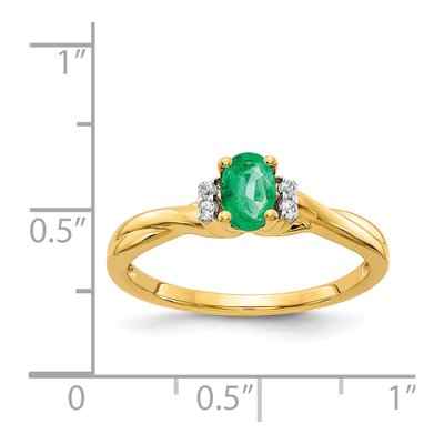 14K Yellow Gold 1/20 ct tw Emerald & Diamond Oval Ring – view 4