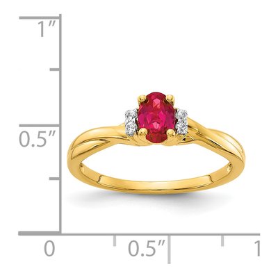 14K Yellow Gold 1/20 ct tw Ruby & Diamond Oval Ring – view 4