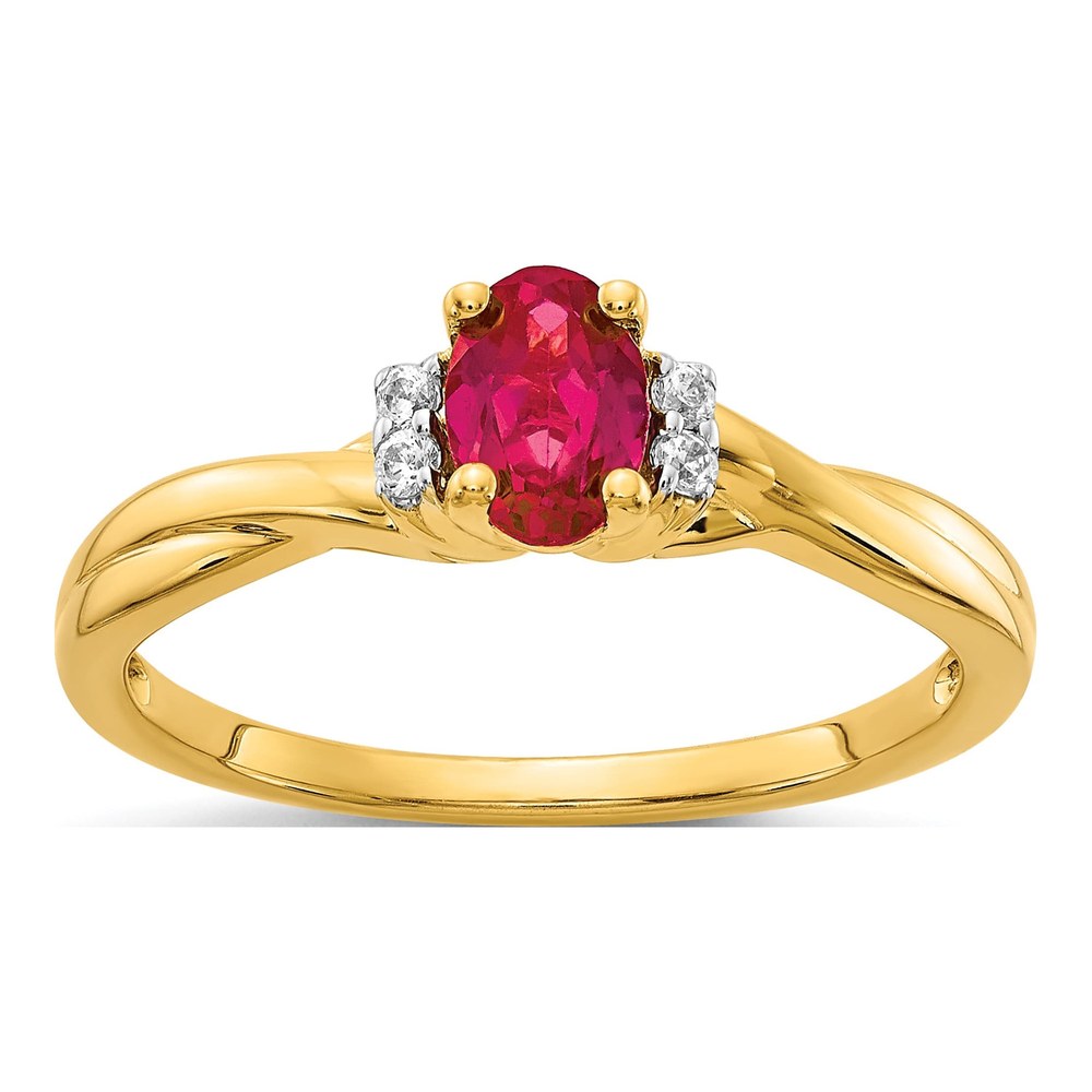 14K Yellow Gold Oval Ruby & Diamond Ring