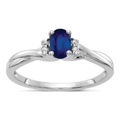 10K White Gold 1/20 ct tw Sapphire & Diamond Oval Ring