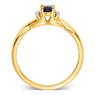 14K Yellow Gold 1/20 ct tw Sapphire & Diamond Oval Ring – view 2