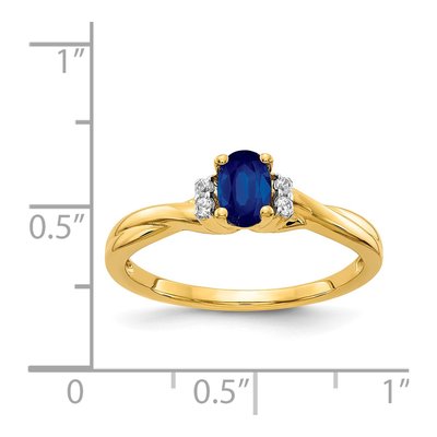 14K Yellow Gold 1/20 ct tw Sapphire & Diamond Oval Ring – view 3