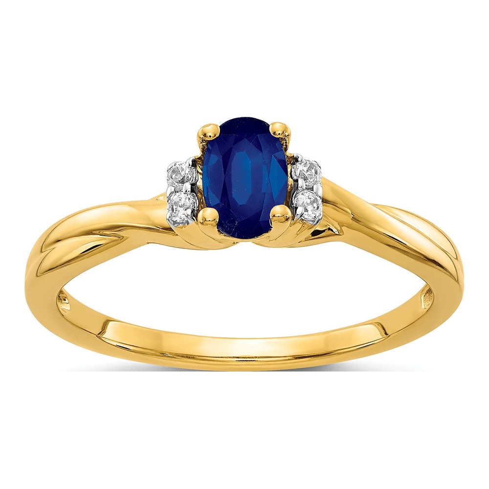 14K Yellow Gold 1/20 ct tw Sapphire & Diamond Oval Ring