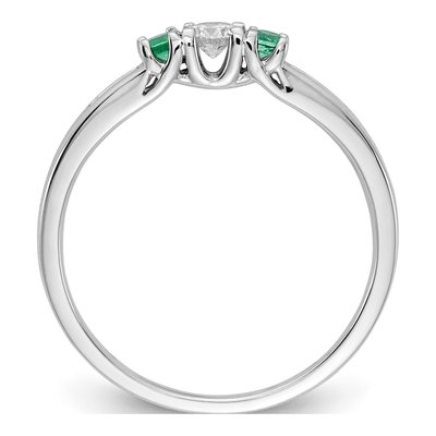 14K White Gold 1/3 ct tw Emerald & Diamond 3-Stone Ring – view 2