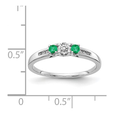 14K White Gold 1/3 ct tw Emerald & Diamond 3-Stone Ring – view 3