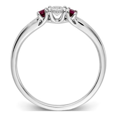 14K White Gold 1/3 ct tw Ruby & Diamond 3-Stone Ring – view 2