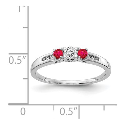 14K White Gold 1/3 ct tw Ruby & Diamond 3-Stone Ring – view 3