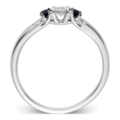 14K White Gold 1/3 ct tw Sapphire & Diamond 3-Stone Ring – view 2