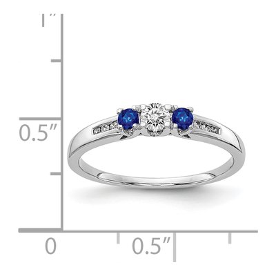 14K White Gold 1/3 ct tw Sapphire & Diamond 3-Stone Ring – view 3