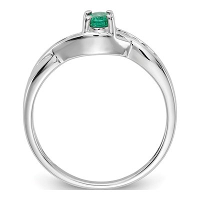 14K White Gold 1/15 ct tw Emerald & Diamond Oval Ring – view 2