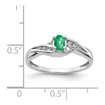 14K White Gold 1/15 ct tw Emerald & Diamond Oval Ring – view 3
