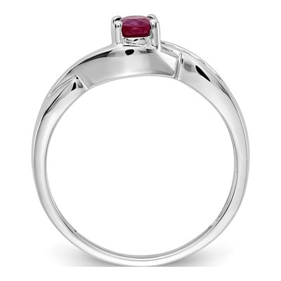 14K White Gold 1/15 ct tw Ruby & Diamond Oval Ring – view 2