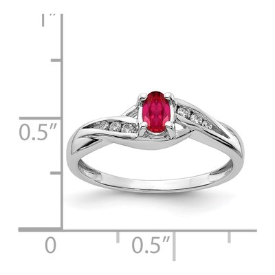 14K White Gold 1/15 ct tw Ruby & Diamond Oval Ring – view 3