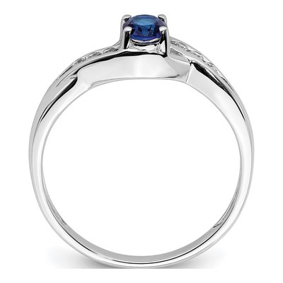 14K White Gold 1/15 ct tw Sapphire & Diamond Oval Ring – view 3