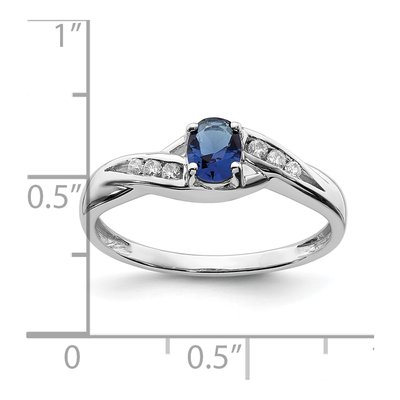 14K White Gold 1/15 ct tw Sapphire & Diamond Oval Ring – view 5