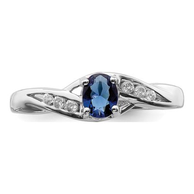14K White Gold 1/15 ct tw Sapphire & Diamond Oval Ring – view 6