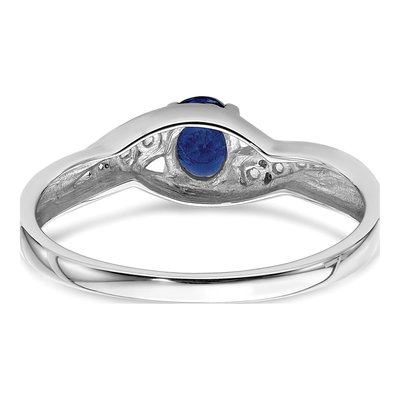 14K White Gold 1/15 ct tw Sapphire & Diamond Oval Ring – view 7