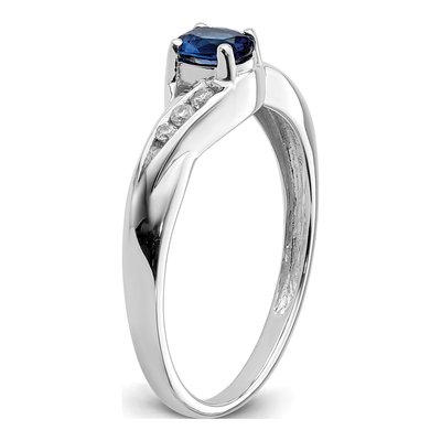 14K White Gold 1/15 ct tw Sapphire & Diamond Oval Ring – view 8