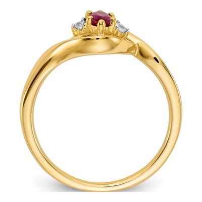 14K Yellow Gold 1/20 ct tw Ruby & Diamond Marquise Ring – view 3