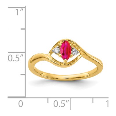 14K Yellow Gold 1/20 ct tw Ruby & Diamond Marquise Ring – view 4