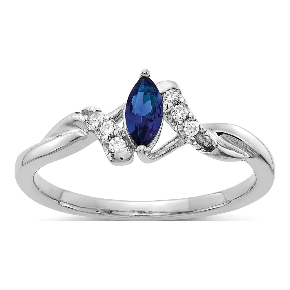 10K White Gold 1/20 ct tw Lab-Created Sapphire & Diamond Bypass Ring
