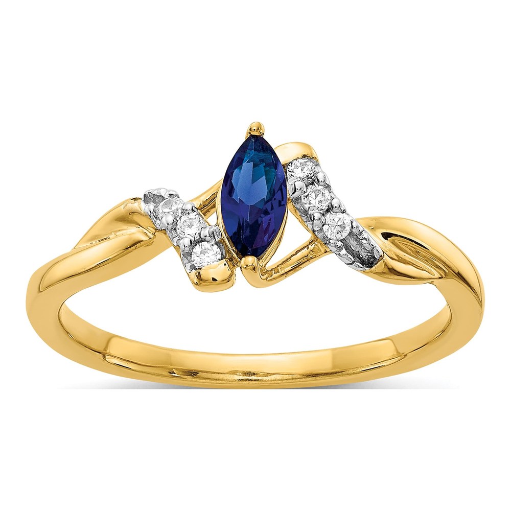 10K Yellow Gold 1/20 ct tw Lab-Created Sapphire & Diamond Bypass Ring
