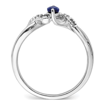 14K White Gold 1/20 ct tw Lab-Created Sapphire & Diamond Marquise Ring – view 3