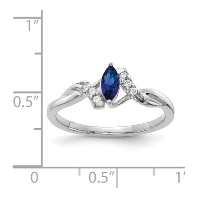 14K White Gold 1/20 ct tw Lab-Created Sapphire & Diamond Marquise Ring – view 4