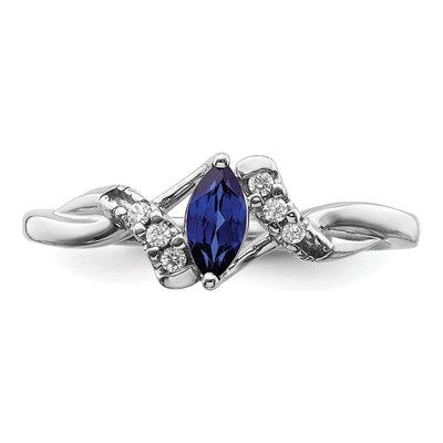14K White Gold 1/20 ct tw Lab-Created Sapphire & Diamond Marquise Ring – view 6