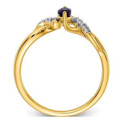 14K Yellow Gold 1/20 ct tw Lab-Created Sapphire & Diamond Marquise Ring – view 3