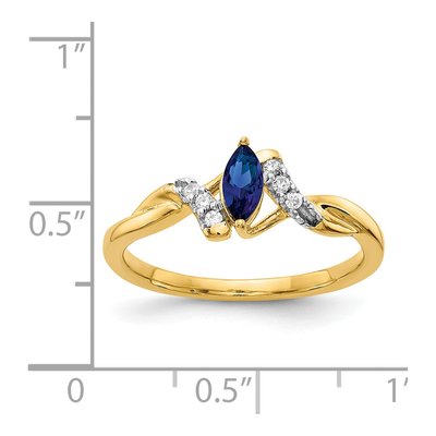 14K Yellow Gold 1/20 ct tw Lab-Created Sapphire & Diamond Marquise Ring – view 4