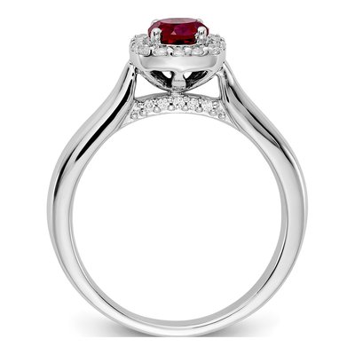 14K White Gold 1/6 ct tw Ruby & Diamond Square Halo Ring – view 2