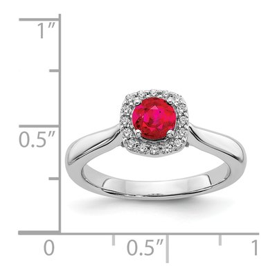 14K White Gold 1/6 ct tw Ruby & Diamond Square Halo Ring – view 3