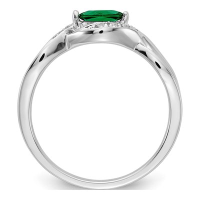 14K White Gold 1/20 ct tw Emerald & Diamond Marquise Ring – view 3