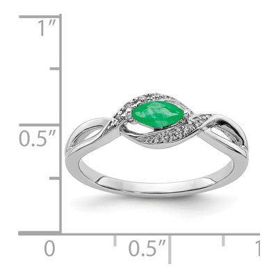 14K White Gold 1/20 ct tw Emerald & Diamond Marquise Ring – view 4