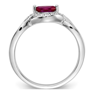14K White Gold 1/20 ct tw Ruby & Diamond Marquise Ring – view 2