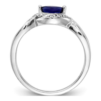 14K White Gold 1/20 ct tw Sapphire & Diamond Marquise East-West Ring – view 3