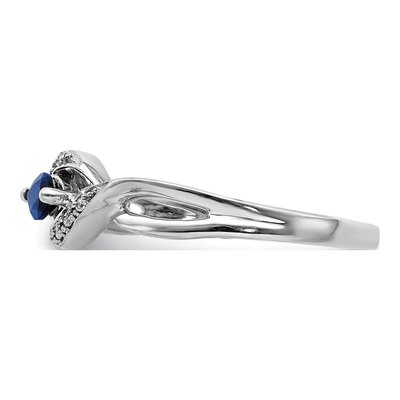 14K White Gold 1/20 ct tw Sapphire & Diamond Marquise East-West Ring – view 4