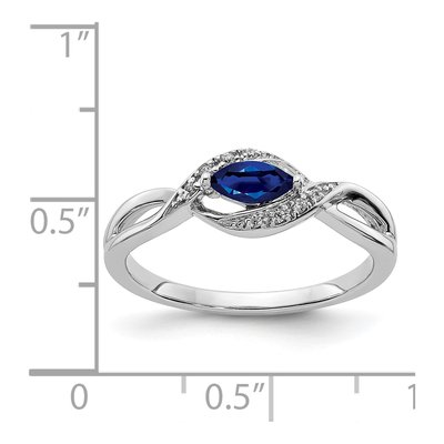 14K White Gold 1/20 ct tw Sapphire & Diamond Marquise East-West Ring – view 5